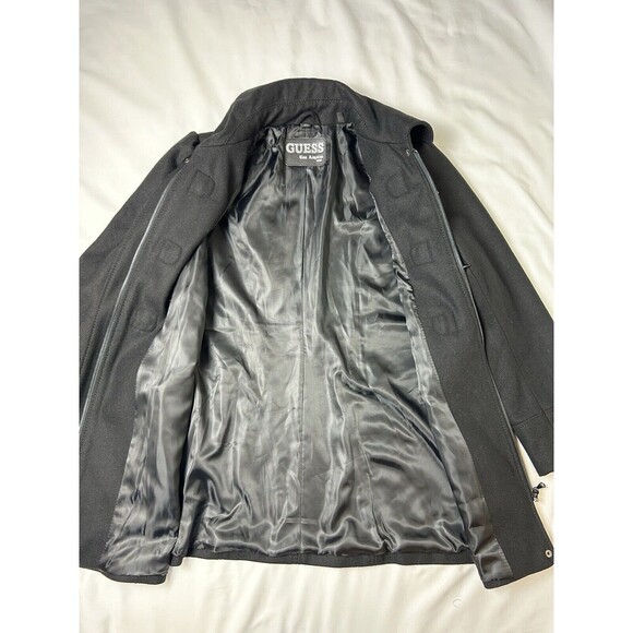 Guess Black Wool Pea Coat. Iconic Retro Buttons. Size Large SKU BR15 - Picture 8 of 10